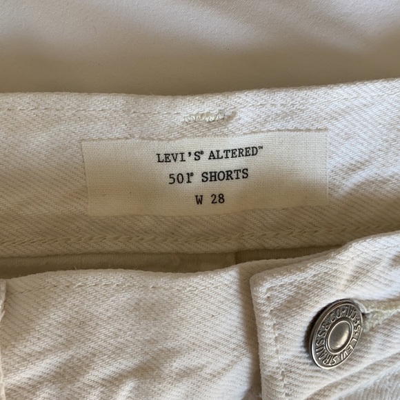 LEVIS 501 Altered white denim Jean Shorts side zipper cutoff - Picture 10 of 11